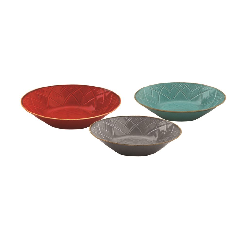 Deep Plate / Red & Dark Grey & Turquoise