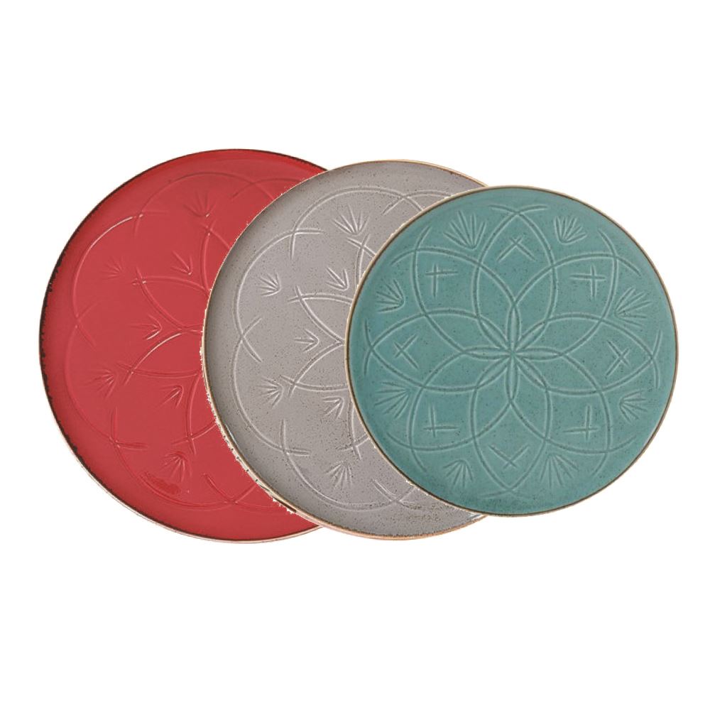 Flat Plate / Red & Dark Grey & Turquoise