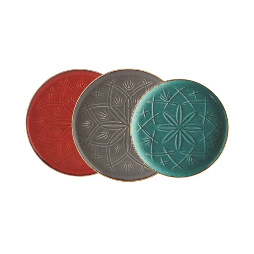 Flat Plate / Red & Dark Grey & Turquoise