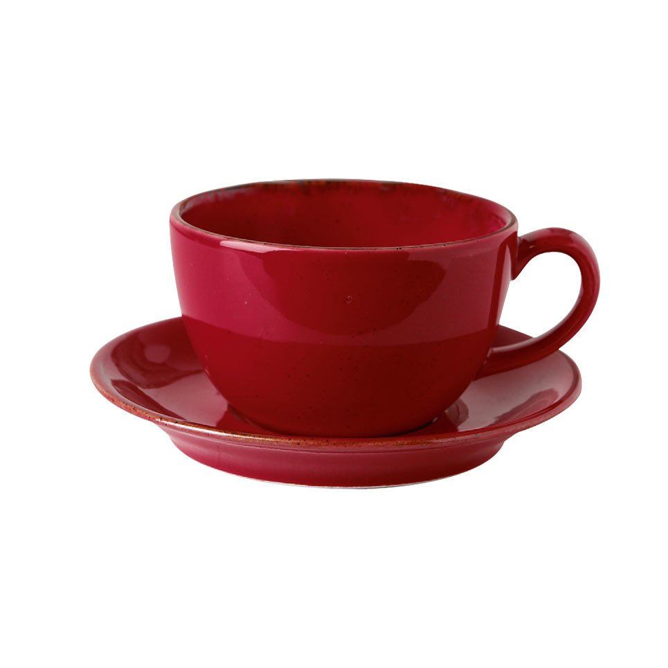 Porselen Kırmızı Tea Cup Set