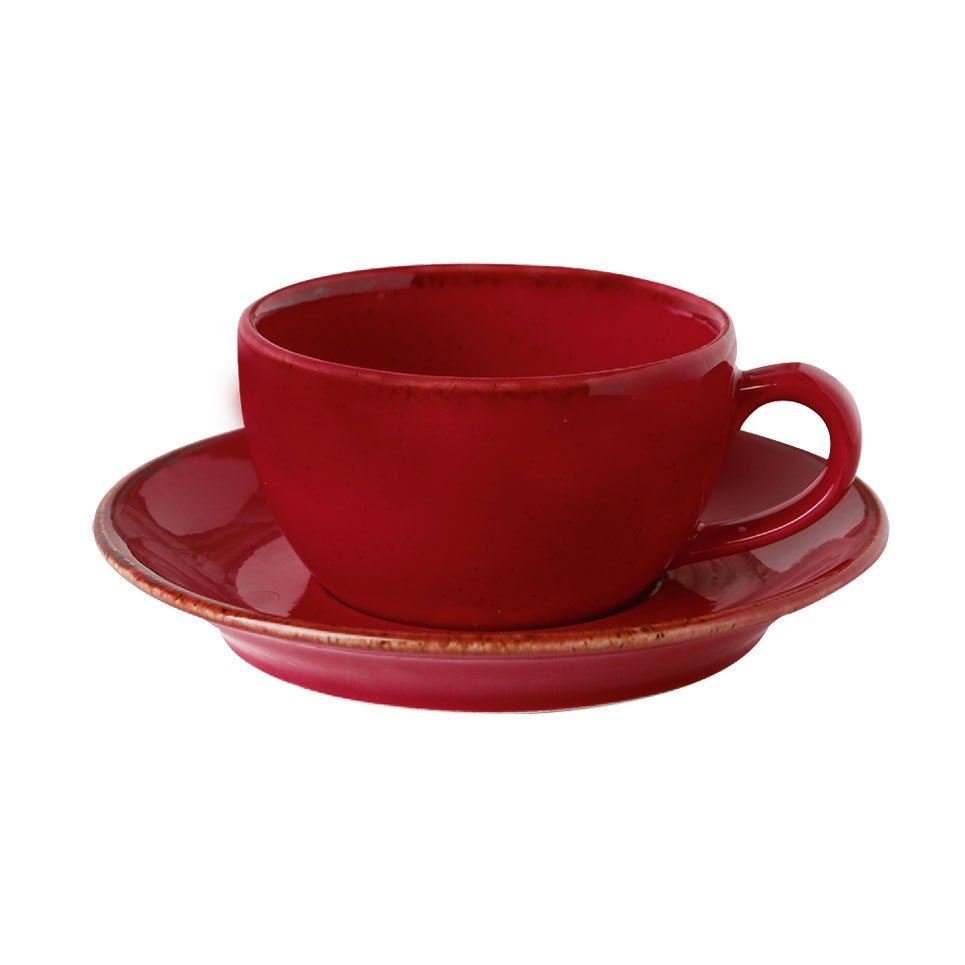 Porselen Kırmızı Tea Cup Set